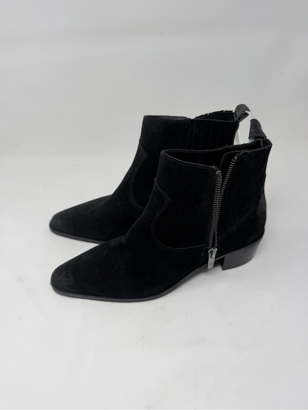 Black Suede Ankle Boots with Side Zip - Women by Donald Pliner